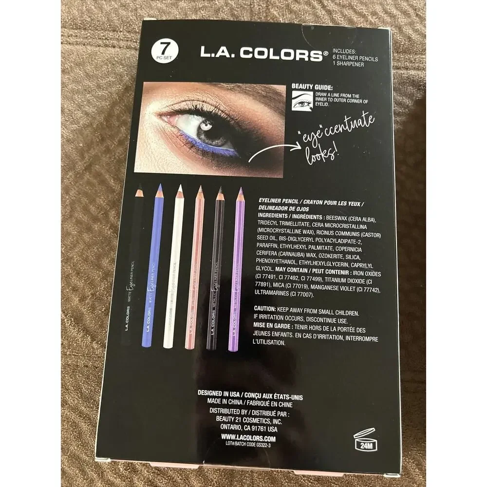 (2) LA Colors Makeup Cosmetics (1) Lip Gloss Set 5 Pc 0.07 fl oz & (1) Eyeliners